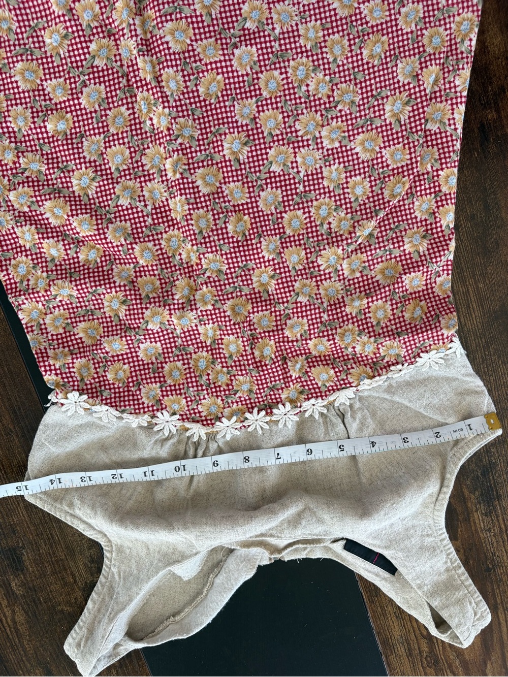 My Michelle Beige Bodice red Floral Mini Dress with Daisy Trim - Picture 5 of 7